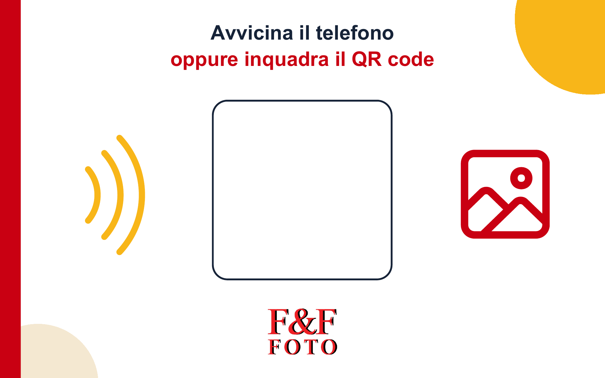 Retro fisso della card NFC con QR dimostrativo e logo F&F Foto