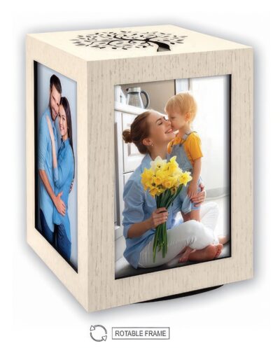 Foto Cubo Rotante in Legno Personalizzato con 4 Foto - Scatola Portafoto con 20 Stampe comprese