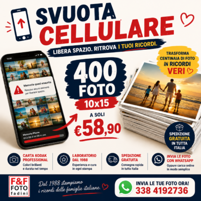 Svuota Cellulare – 400 Foto 10x15 su Carta Kodak con Spedizione Gratuita