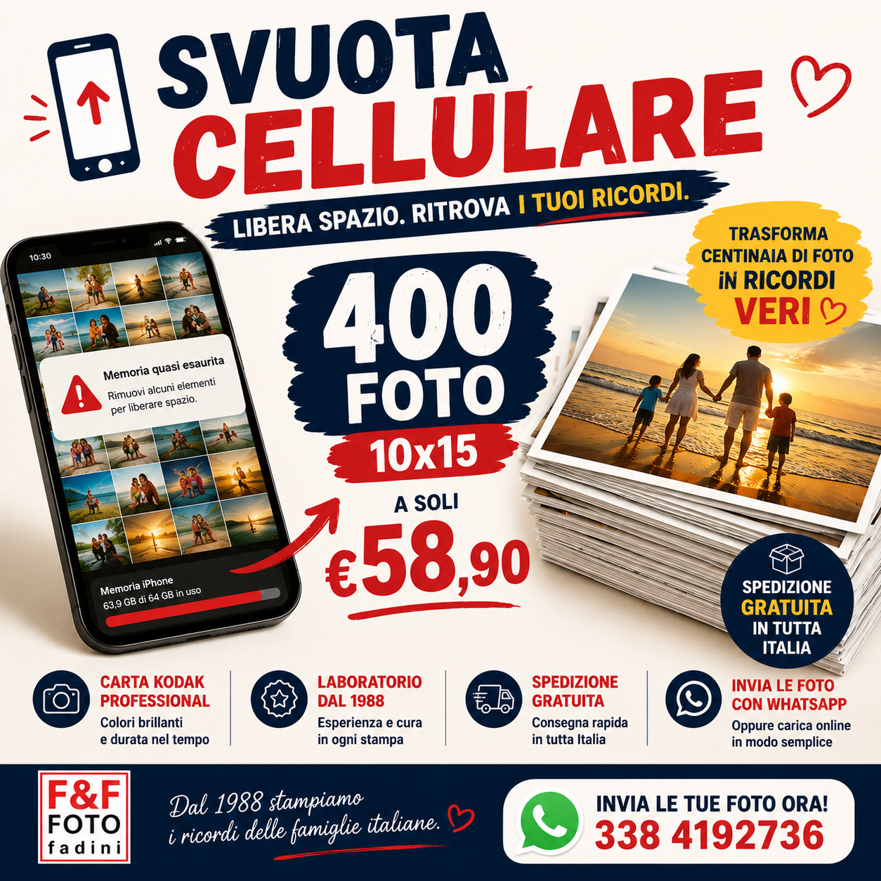 Svuota Cellulare – 400 Foto 10x15 su Carta Kodak con Spedizione Gratuita