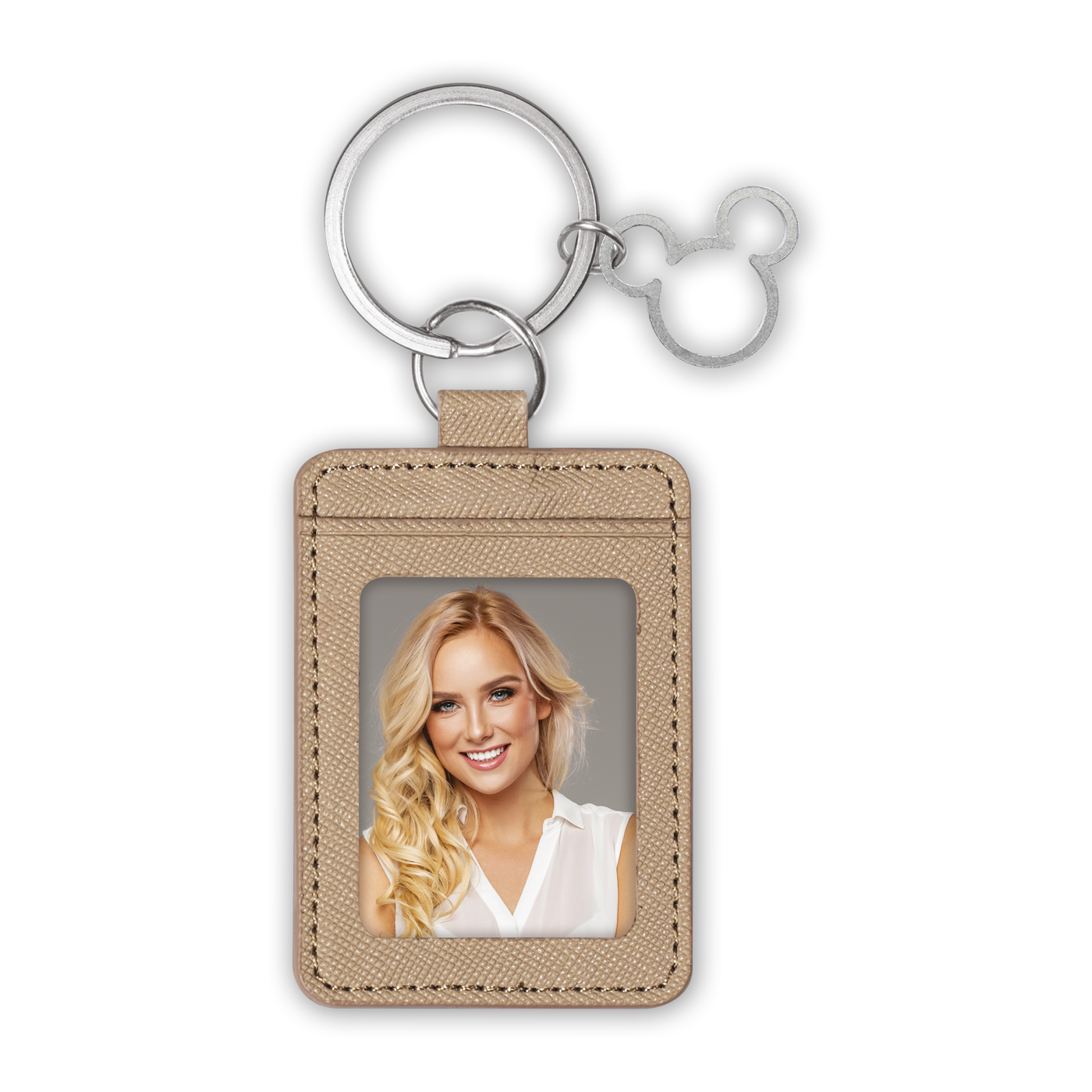 Portachiavi con Foto Personalizzato in Similpelle – Rosso Cuore, Brown, Bianco - immagine 2