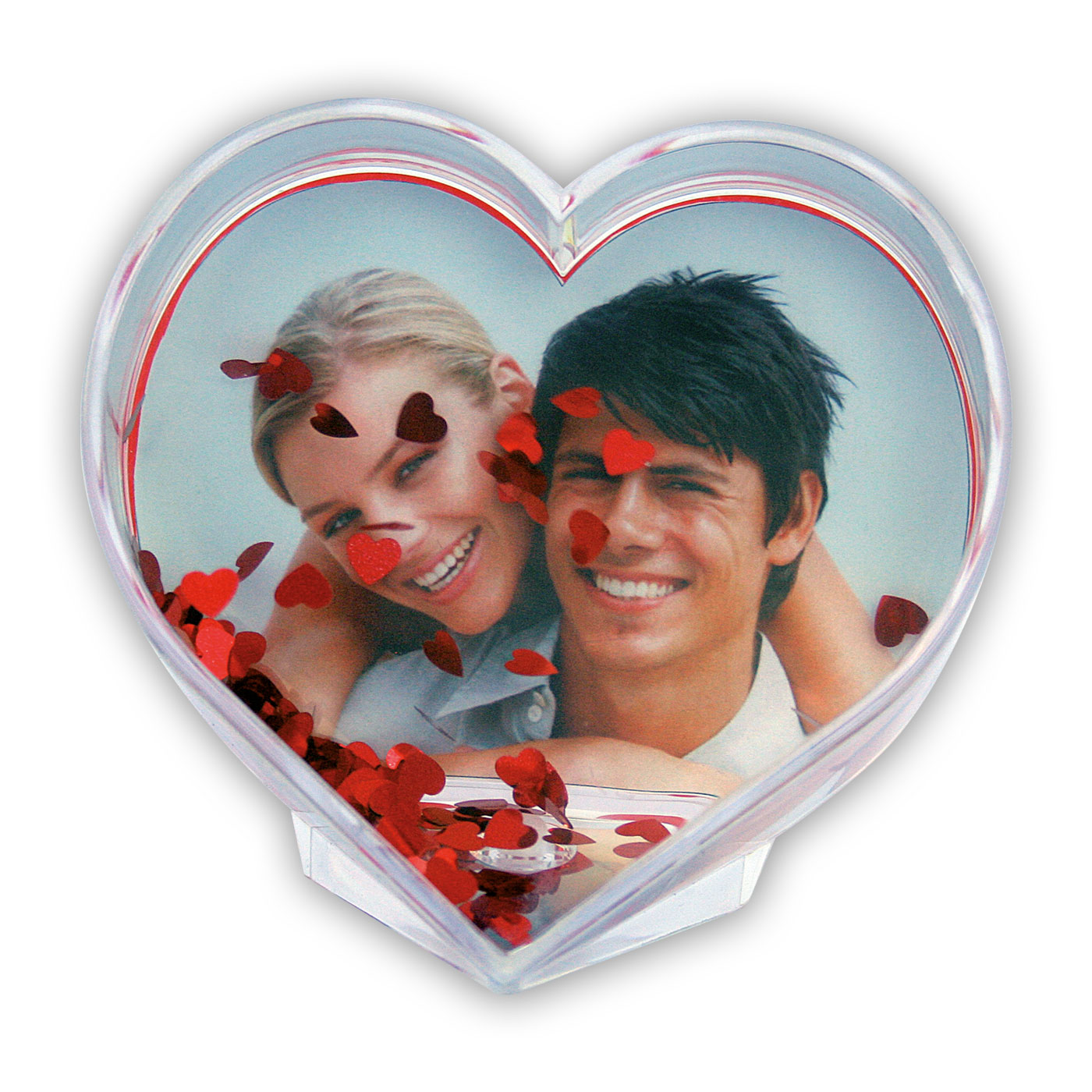 Photo Cuore Personalizzato con Foto – Cornice a Cuore con Acqua e Cuoricini Fluttuanti, Idea Regalo Romantica