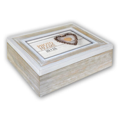 Box in Legno Vintage con coperchio a cornice – Portafoto da Tavolo e Parete - personalizzata con 70 foto - Spedizione Gratuita