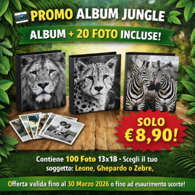 Album per Foto 13×18 con Leone, Ghepardo o Zebre + 20 Foto a € 8,90