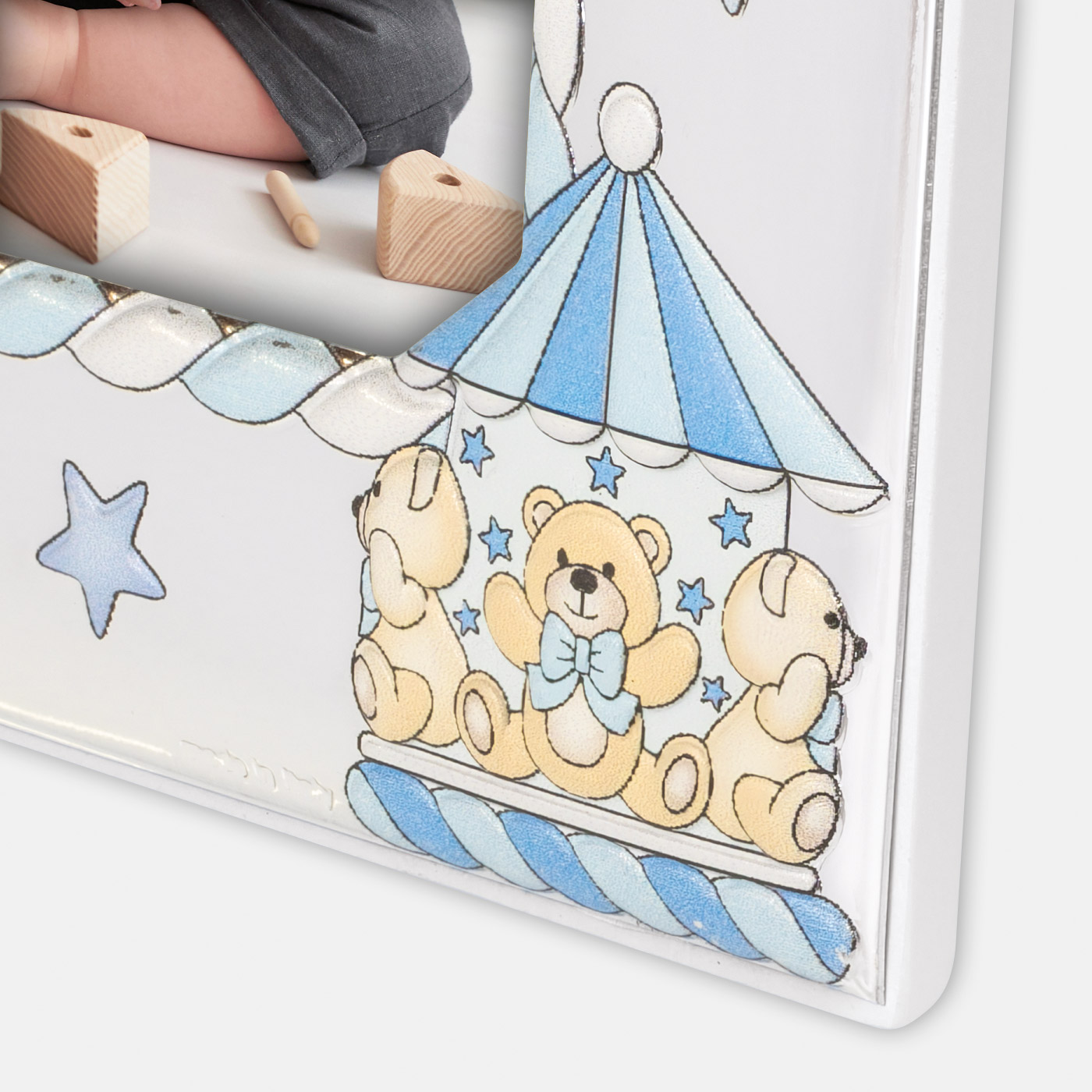 Cornice Federico 10x15 in argento 999 con stampa Kodak – nascita bimbo e bimba | Fadini - immagine 3