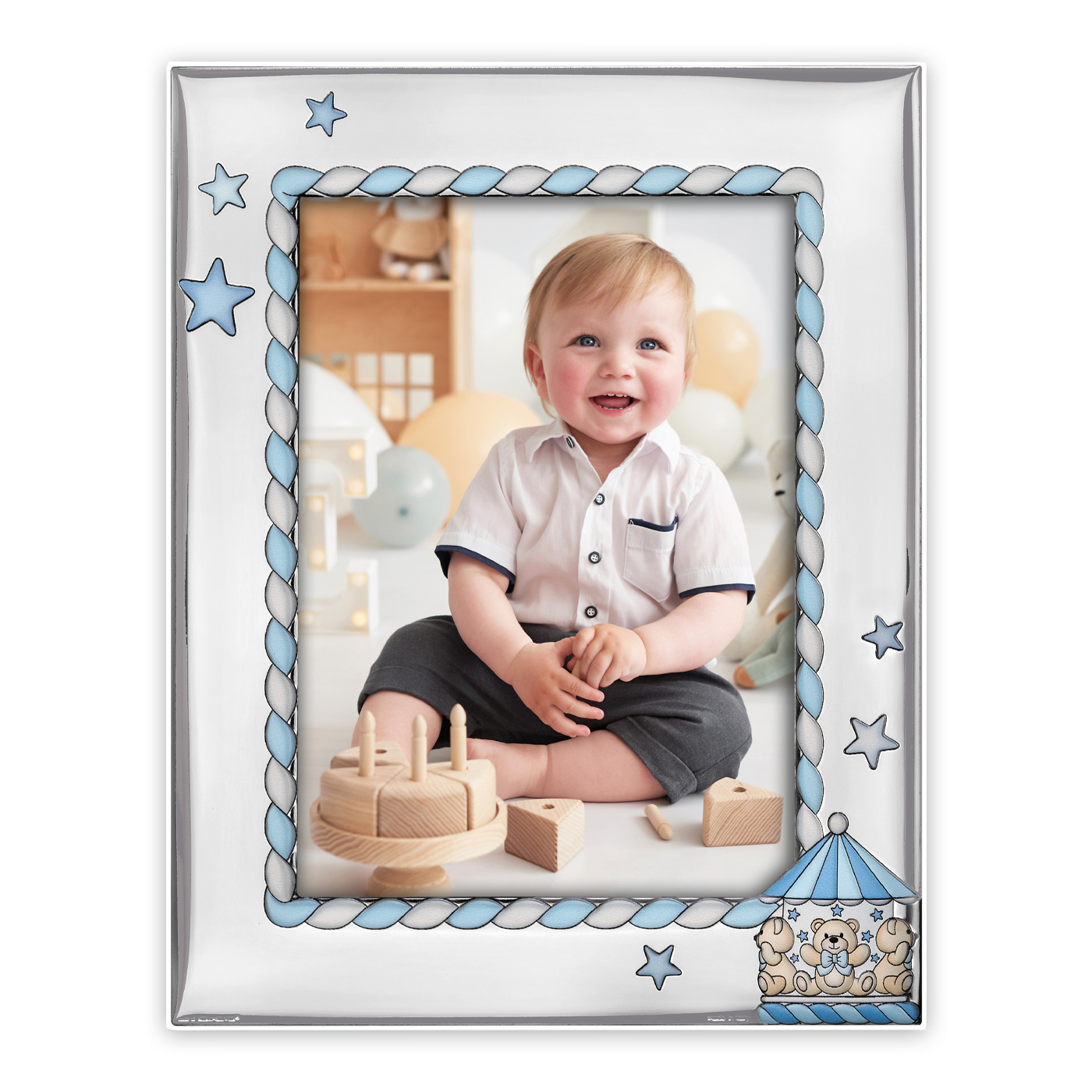 Cornice Federico 10x15 in argento 999 con stampa Kodak – nascita bimbo e bimba | Fadini - immagine 2