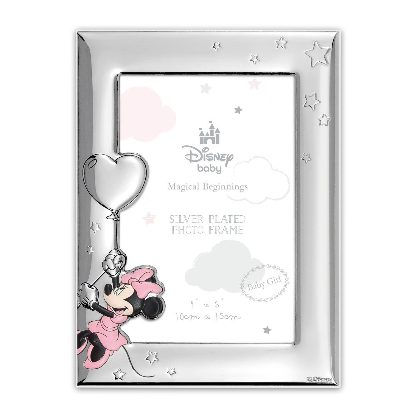 Cornice Minnie 10x15 in argento 999 con stampa Kodak – regalo nascita bimba | Fadini