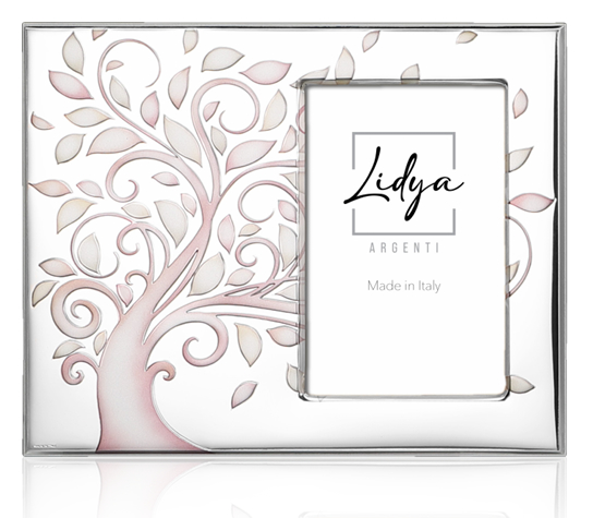Cornice Albero della Vita rosa 10x15 in argento con tecnologia sputtering – regalo nascita bimba | Fadini