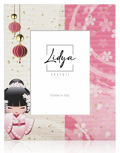 Cornice Kokeshi 13x18 in argento con tecnologia sputtering – cornice design giapponese elegante | Fadini